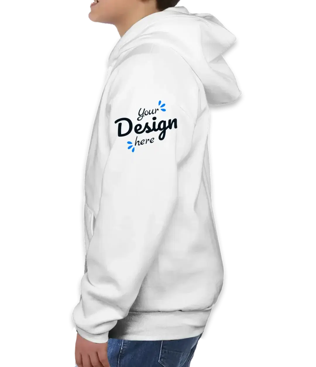 Youth Unisex  Pullover Sports Grey Hoodie Left