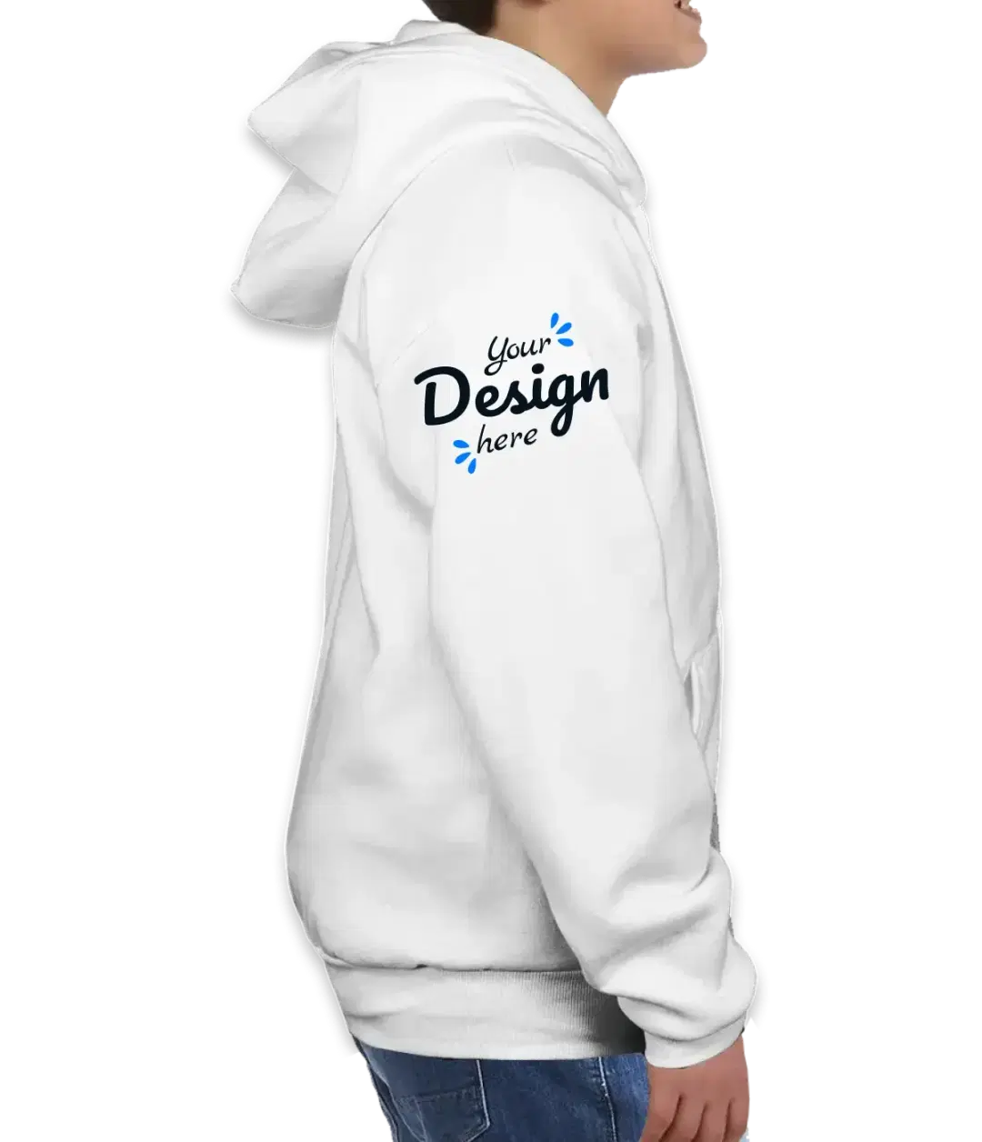 Youth Unisex  Pullover Sports Grey Hoodie Right