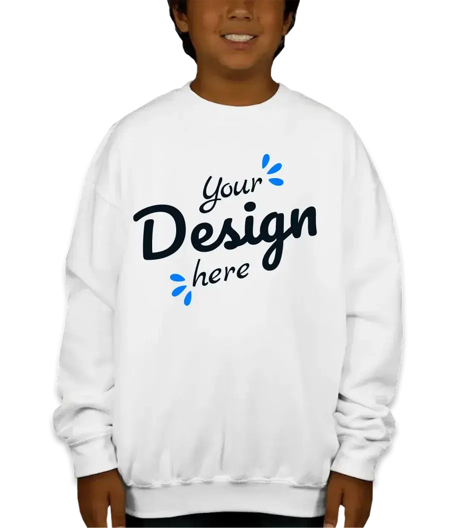 Youth Unisex 50:50 Crewneck White Sweatshirt Youth Unisex 50:50 Crewneck White Sweatshirt